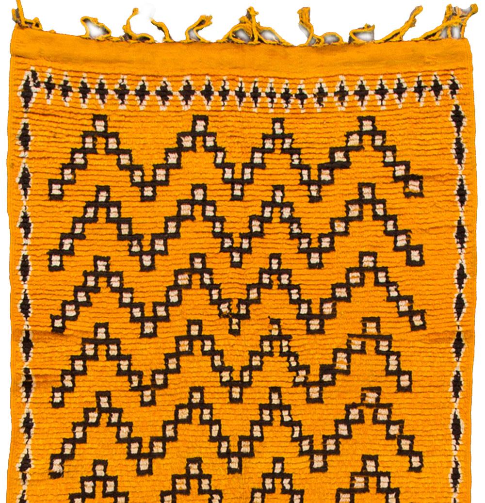 Hand-Knotted 21st Century Modern Orange Moroccan Tribal Runner For Sale