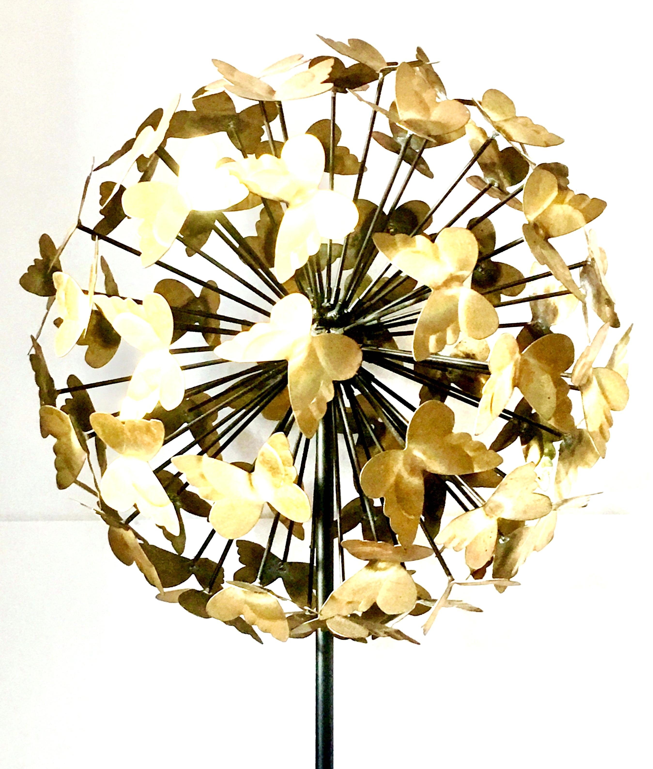 Zinc 21st Century Modernist Brass Brutalist Style Butterfly Sphere Sculpture