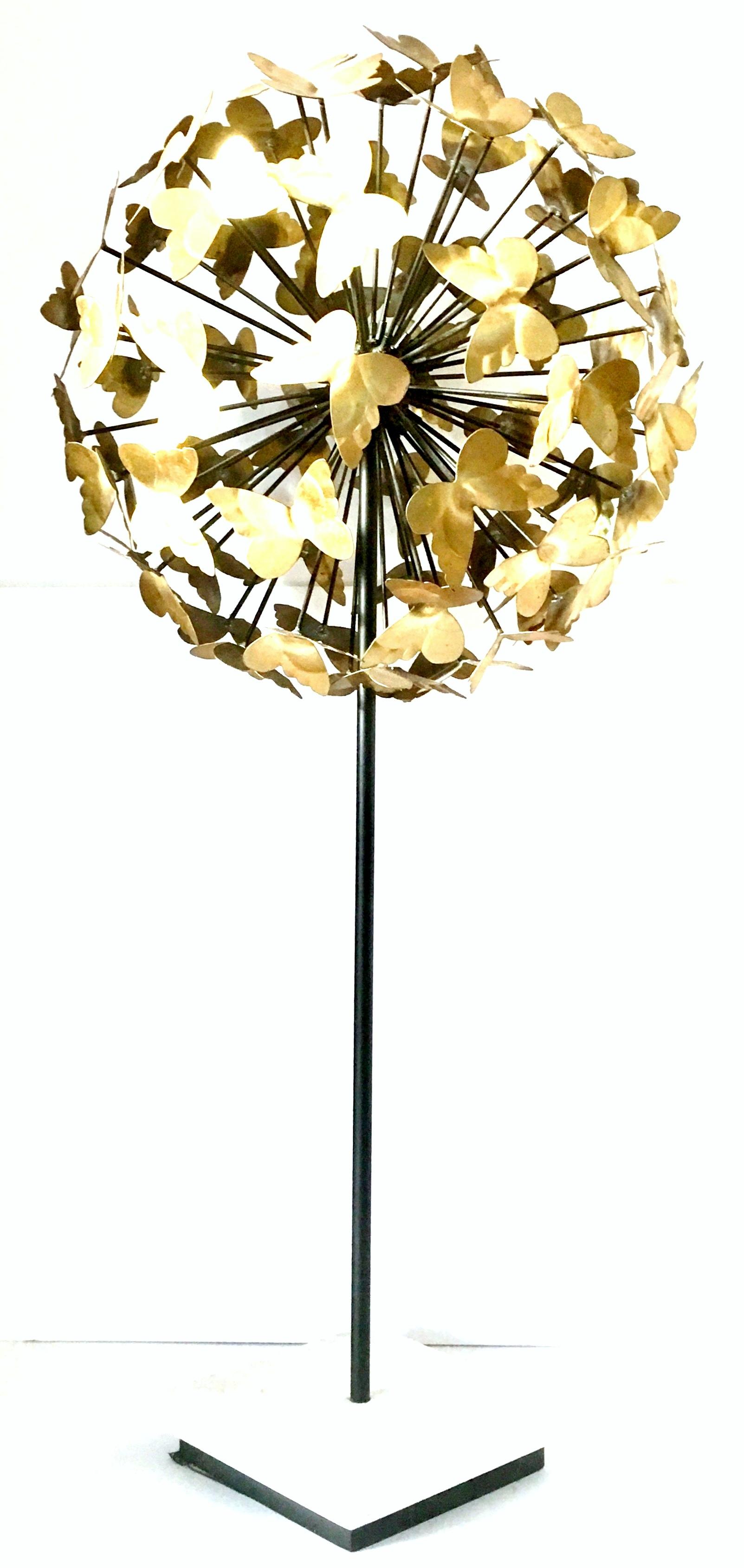 Contemporary 21st Century Modernist Brass Brutalist Style Butterfly Sphere Sculpture