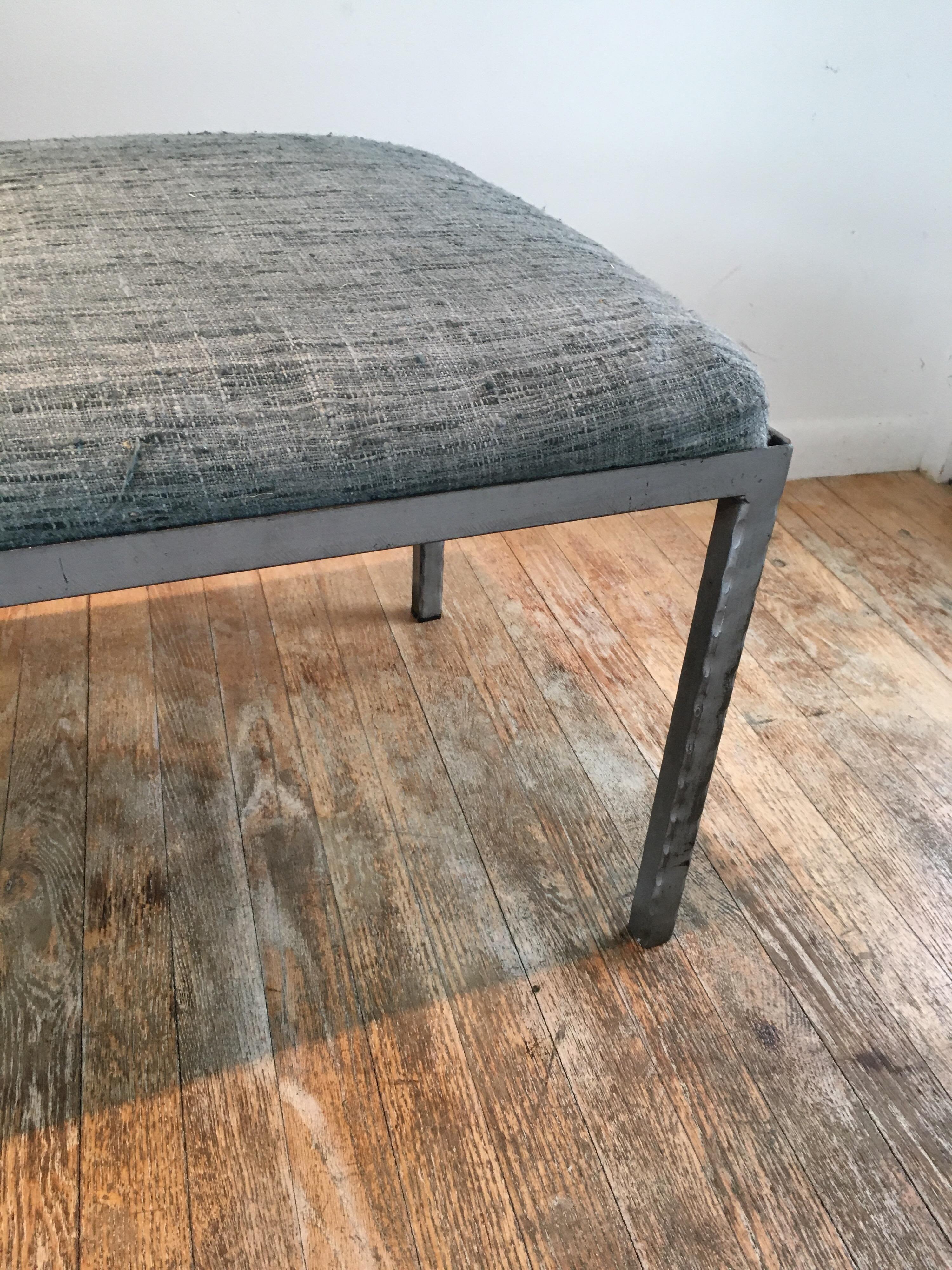 21st Century Modular Iron Bench with Marble Table by Susie Shapiro Design For Sale 2