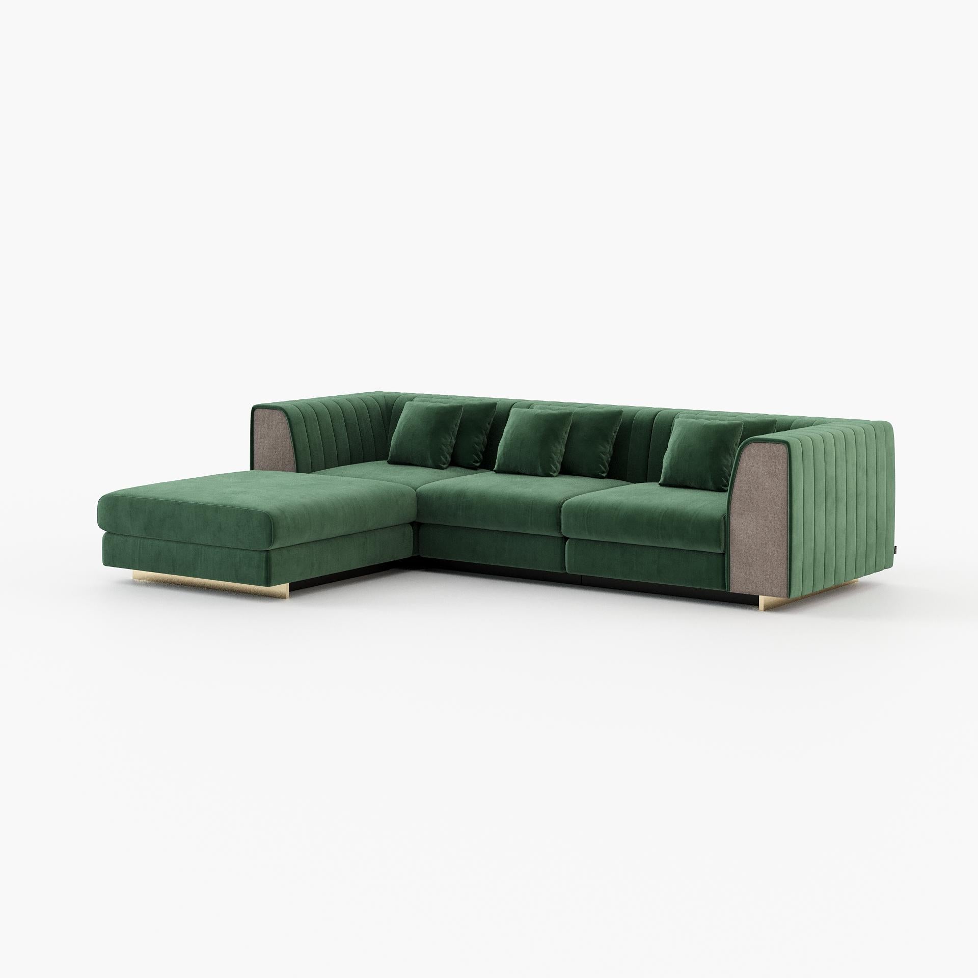 Hand-Crafted Modular sectional sofa with customisable fabric by Laskasas For Sale