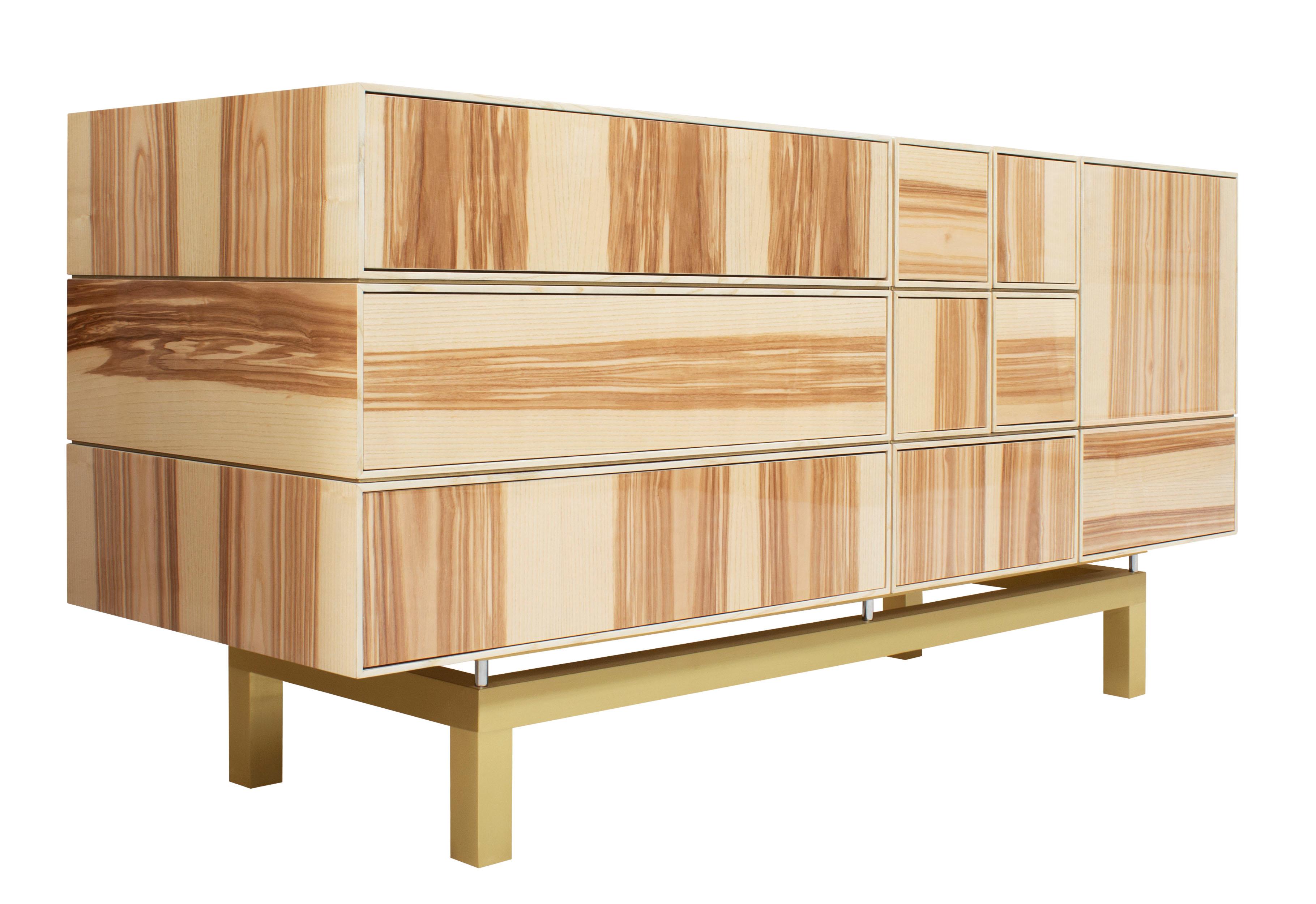 Contemporary 21st Century Moduler Sideboard Ironwood Brass by Malabar For Sale