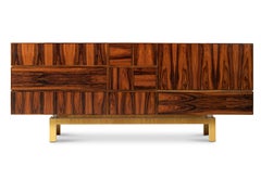 Artsy Moduler Sideboard Travertine Bronze Mirror Brass Portugal by Malabar