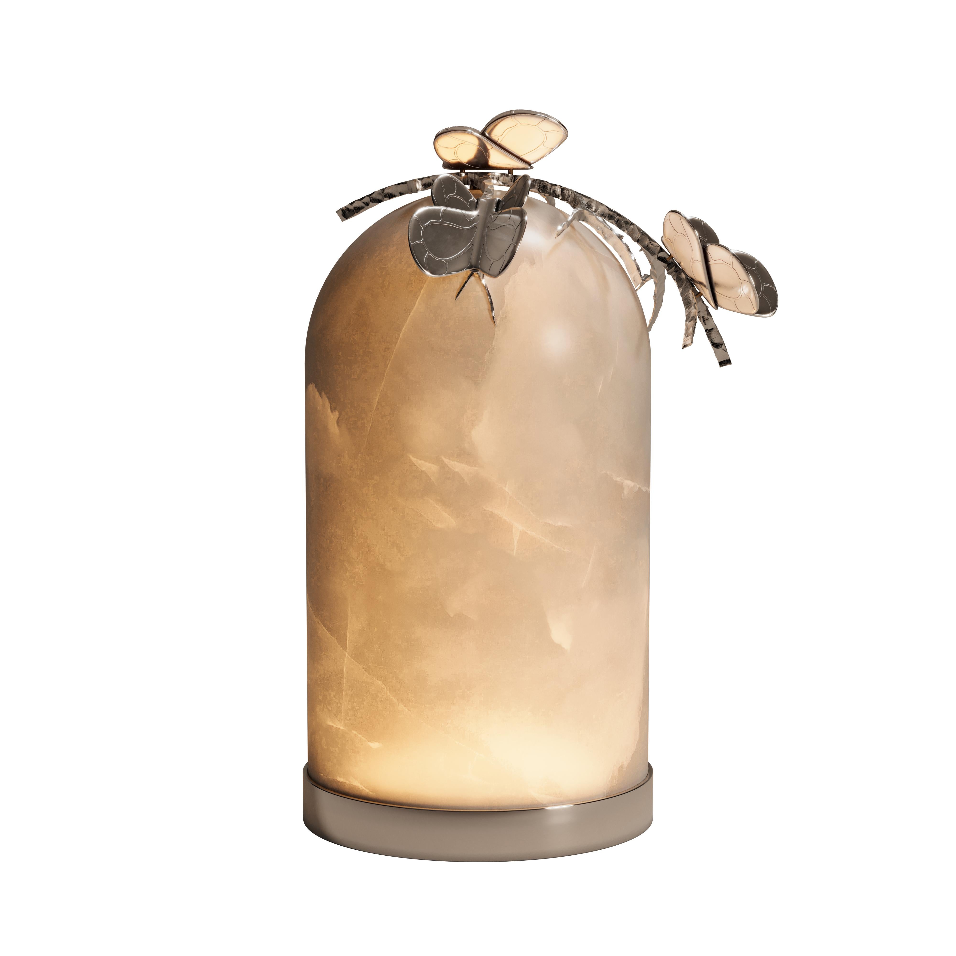 21st Century Monarch Table Lamp Alabaster Brass For Sale 5