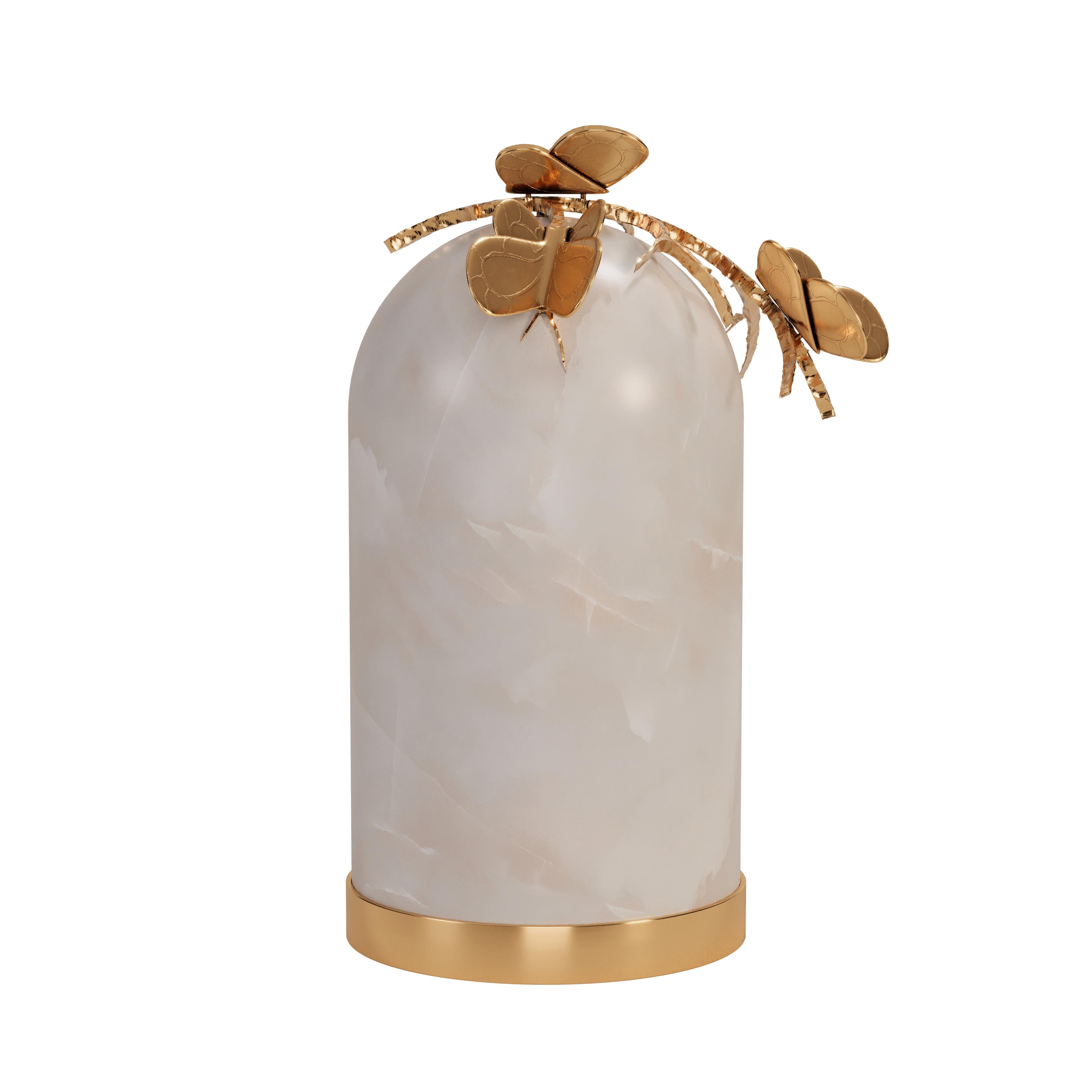 21st Century Monarch Table Lamp Alabaster Brass In New Condition For Sale In RIO TINTO, PT