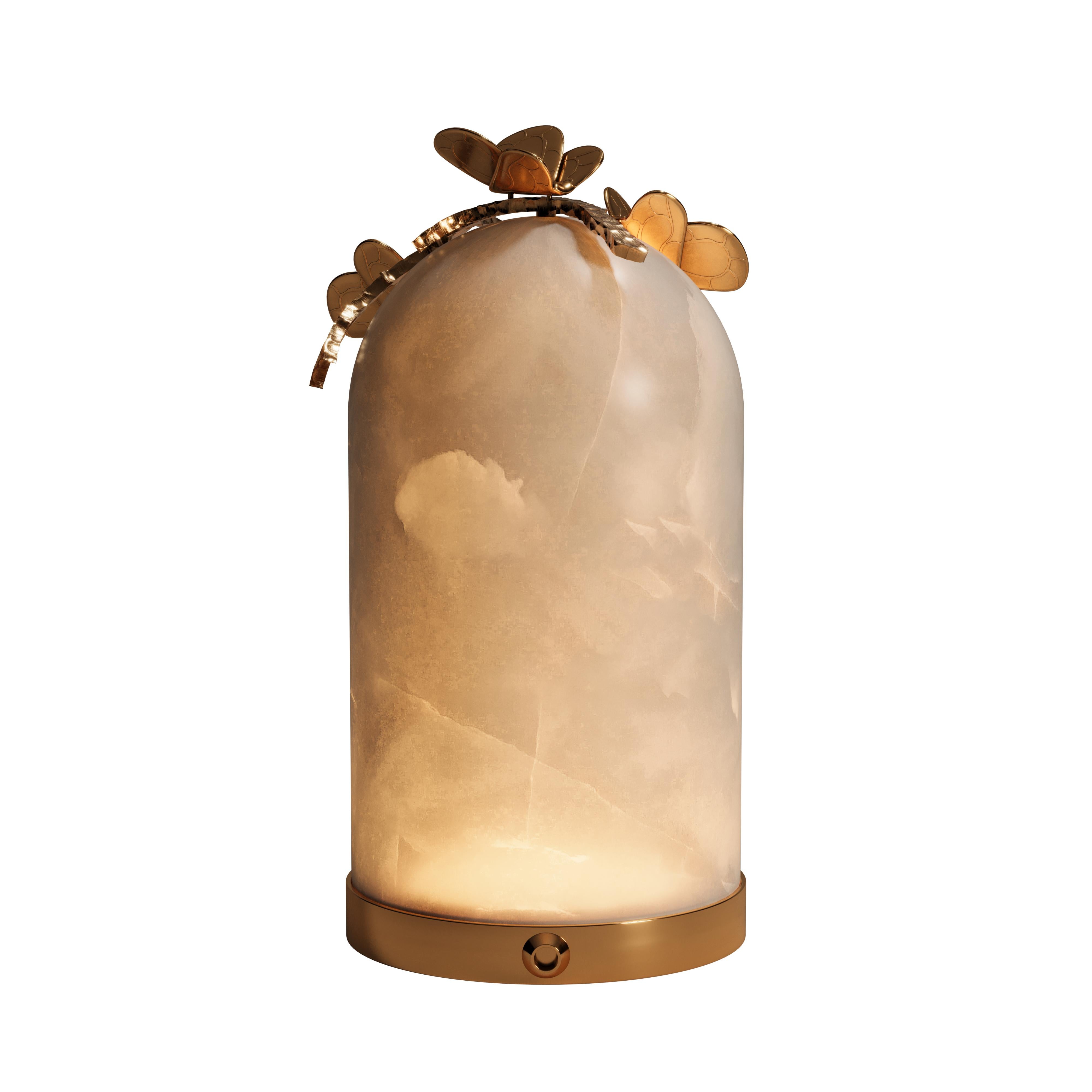 21st Century Monarch Table Lamp Alabaster Brass For Sale 1