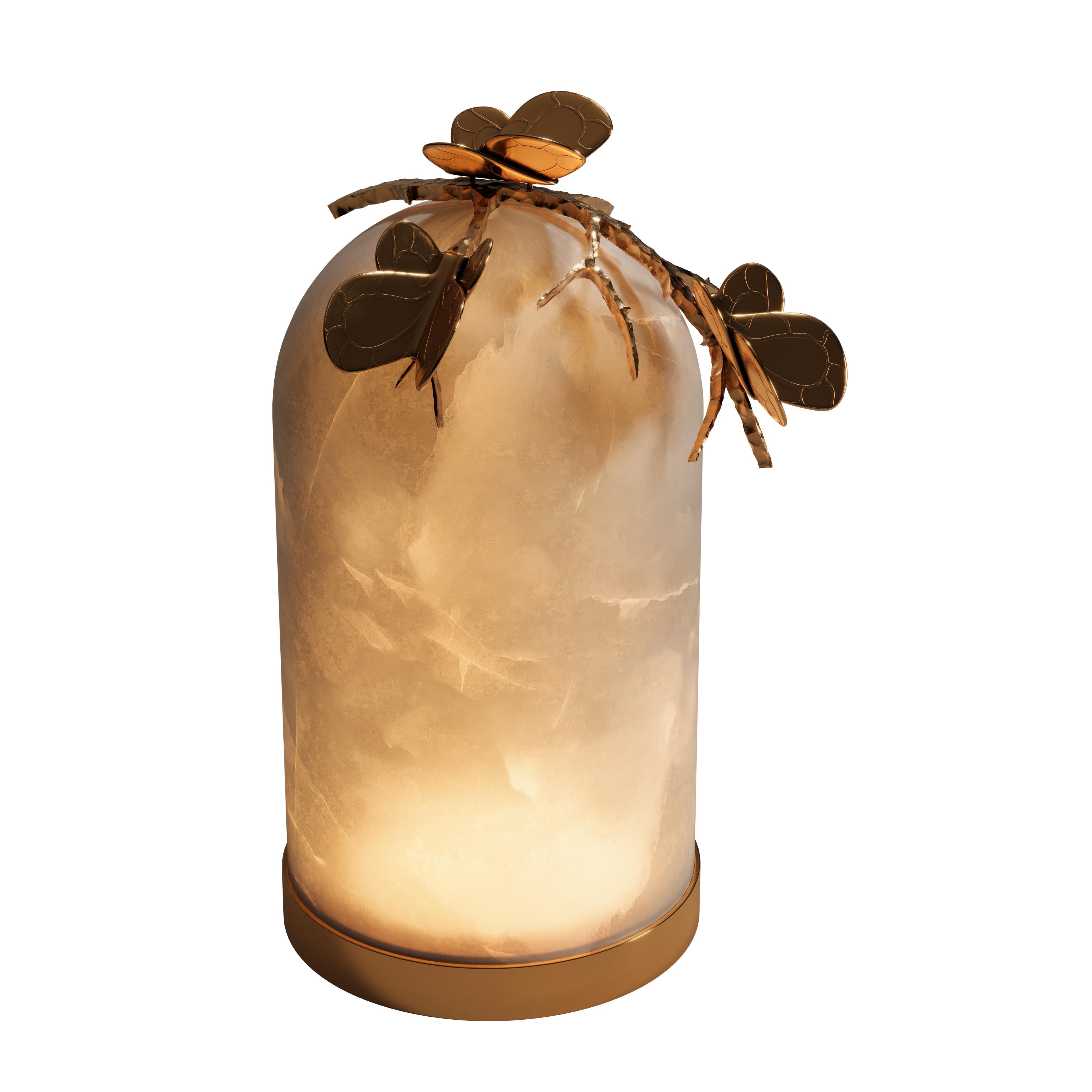 21st Century Monarch Table Lamp Alabaster Brass For Sale 3