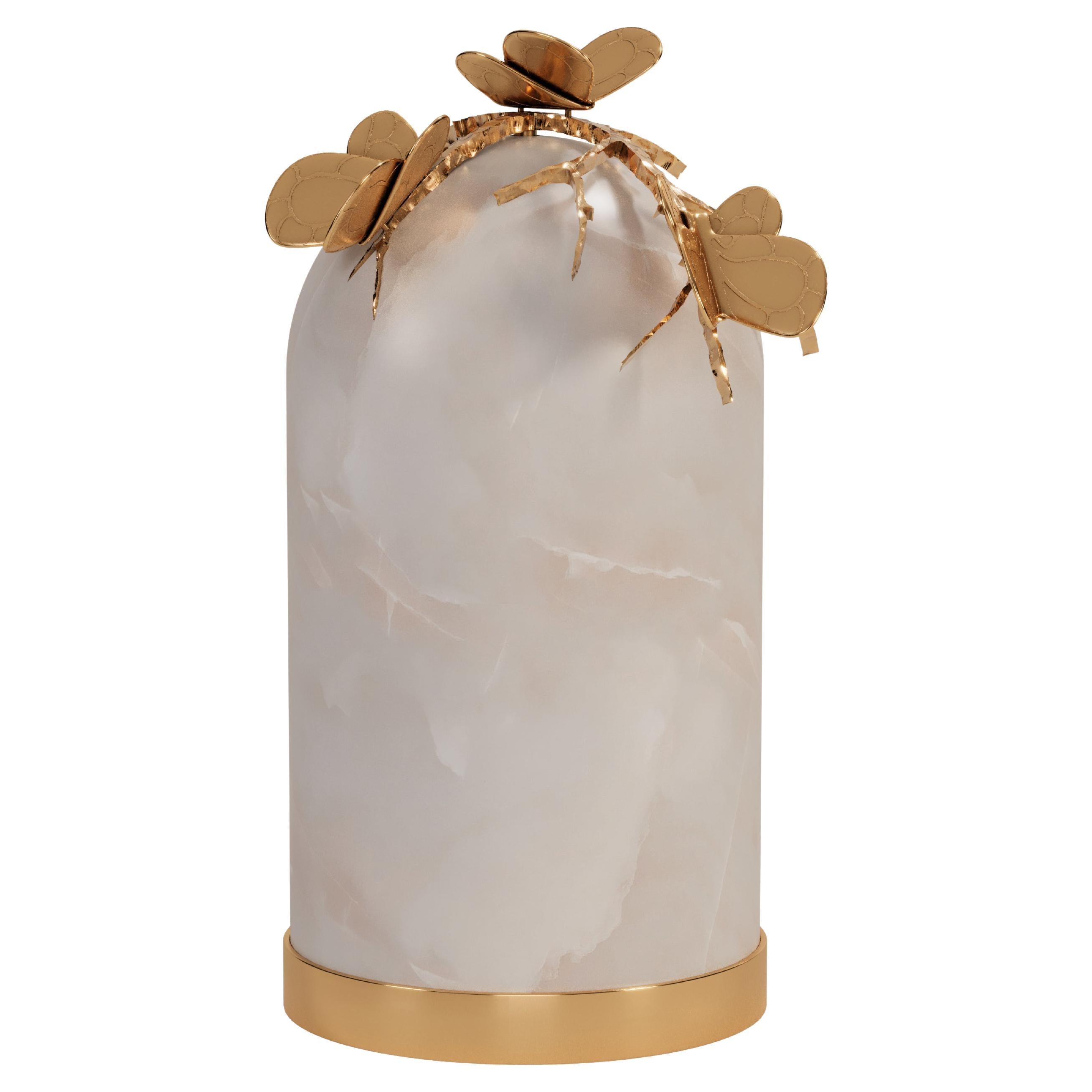 21st Century Monarch Table Lamp Alabaster Brass For Sale
