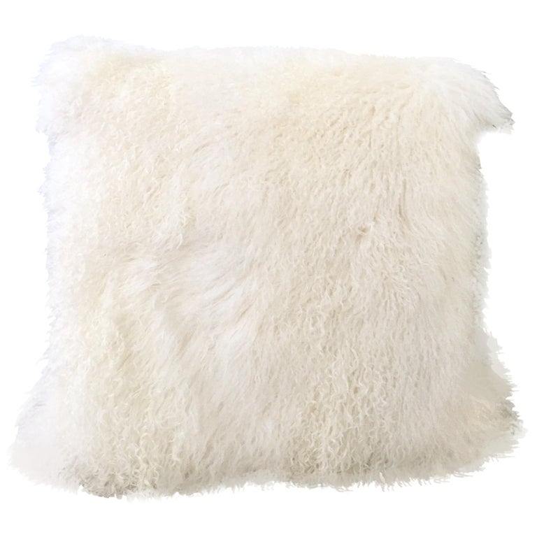 21st Century "Mongolian" Fur Large Floor Pillow 32" Square For Sale at