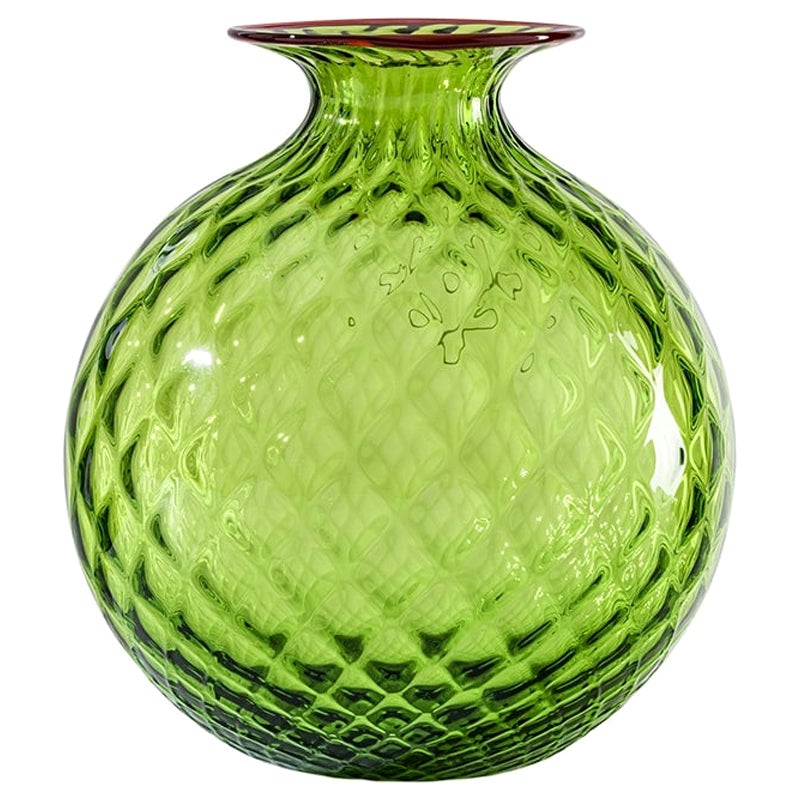 Jarrón de cristal extragrande Monofiori Balloton del siglo XXI en verde hierba/rojo