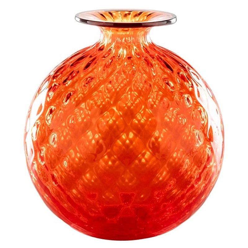 Très grand vase en verre Monofiori Balloton orange/rouge du 21ème siècle par Venini