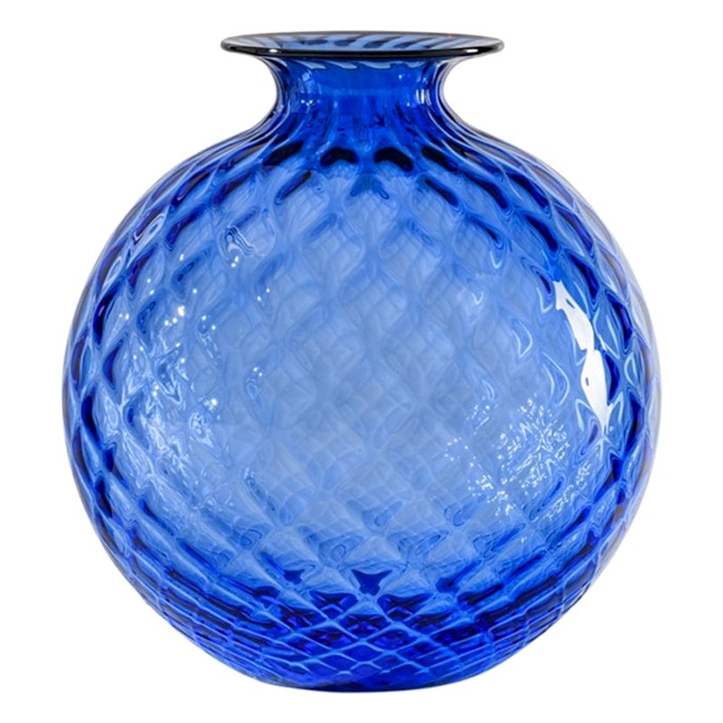 Très grand vase en verre Monofiori Balloton rouge/sapphire de Venini, XXIe siècle en vente