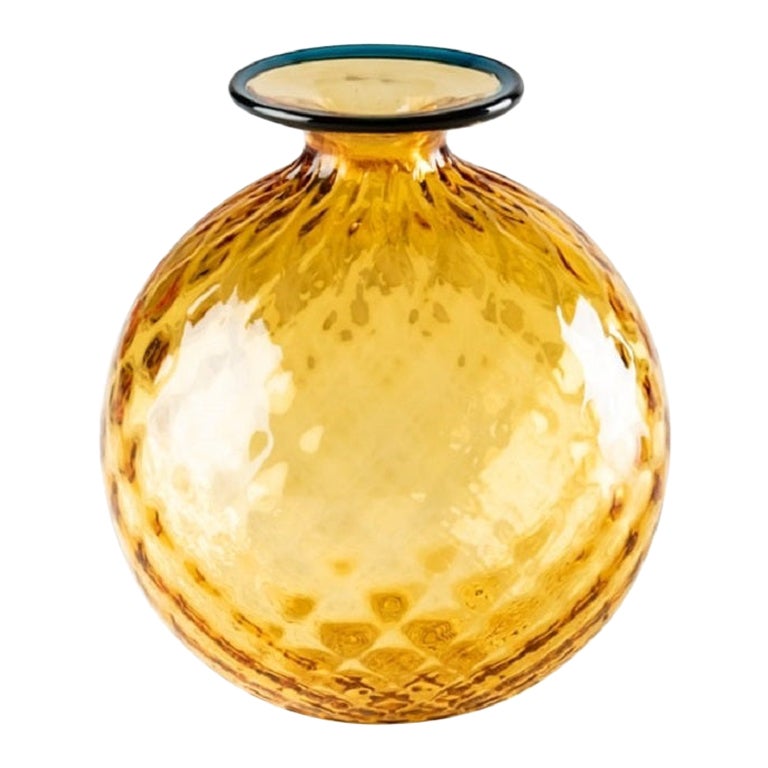 Jarrón de cristal extrapequeño Monofiori Balloton del siglo XXI en ámbar/horizonte
