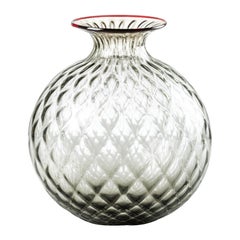 Très petit vase en verre Monofiori Balloton gris/rouge du 21ème siècle par Venini