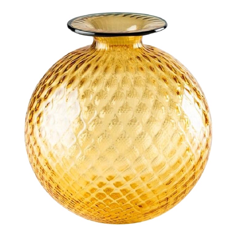 Jarrón grande de cristal Monofiori Balloton del siglo XXI en ámbar/horizonte by Venini en venta