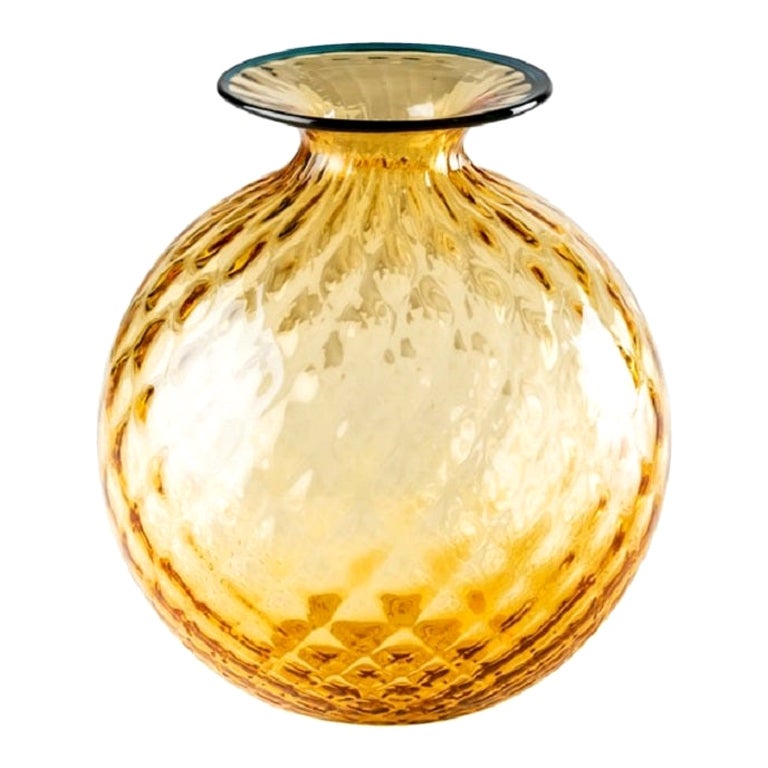 21st Century Monofiori Balloton Medium Glass Vase in Amber/Horizon by Venini