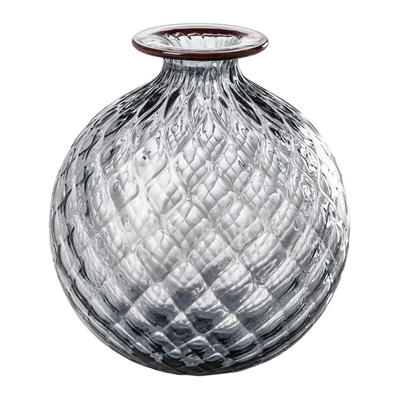 Vase en verre monofiori Balloton de taille moyenne en raisin/rouge du 21e siècle par Venini