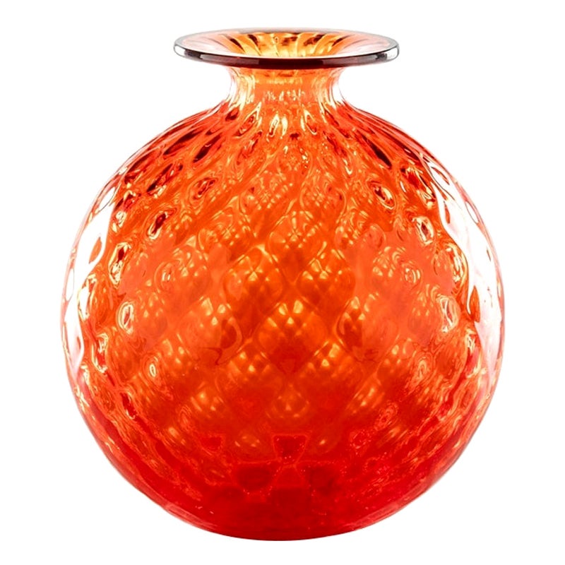 Vase en verre monofiori Balloton du 21e siècle en orange/rouge de Venini en vente