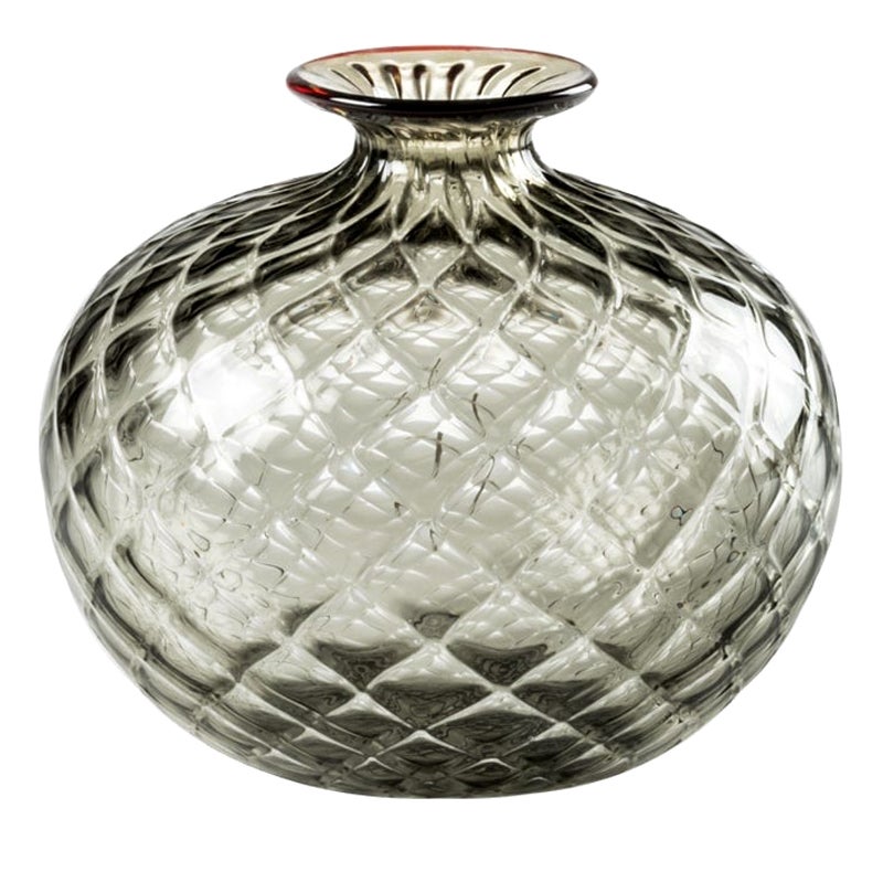 Petit vase en verre Monofiori Balloton gris/rouge du 21e siècle par Venini en vente