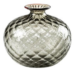 21st Century Monofiori Balloton Small Glass Vase in Grey/Red by Venini