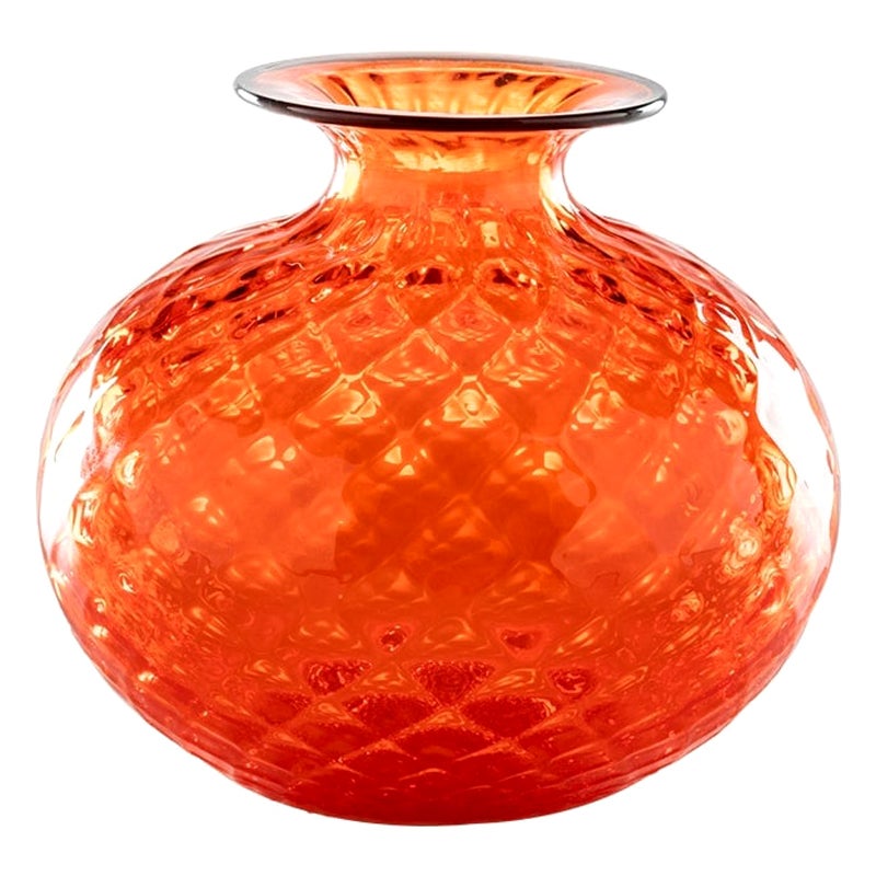 Petit vase en verre Monofiori Balloton du 21e siècle orange/rouge de Venini