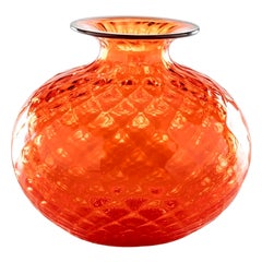 Petit vase en verre Monofiori Balloton du 21e siècle orange/rouge de Venini