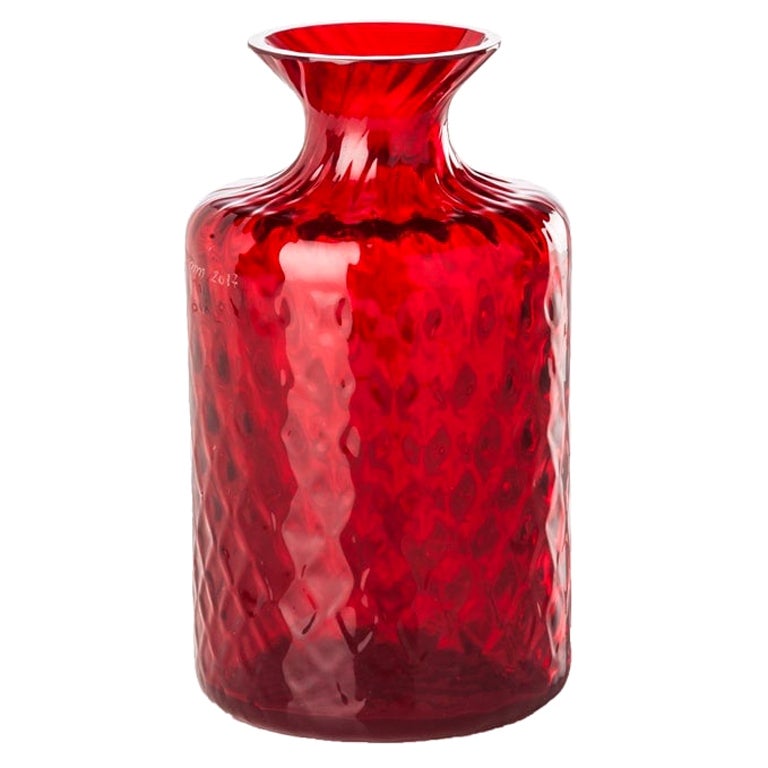 Vase en verre Carnevale Monofiori rouge du 21e sicle de Venini en vente