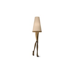 Contemporary Monroe Floor Lamp Aged Brass Cast, Lampshade with Tassel Fringe