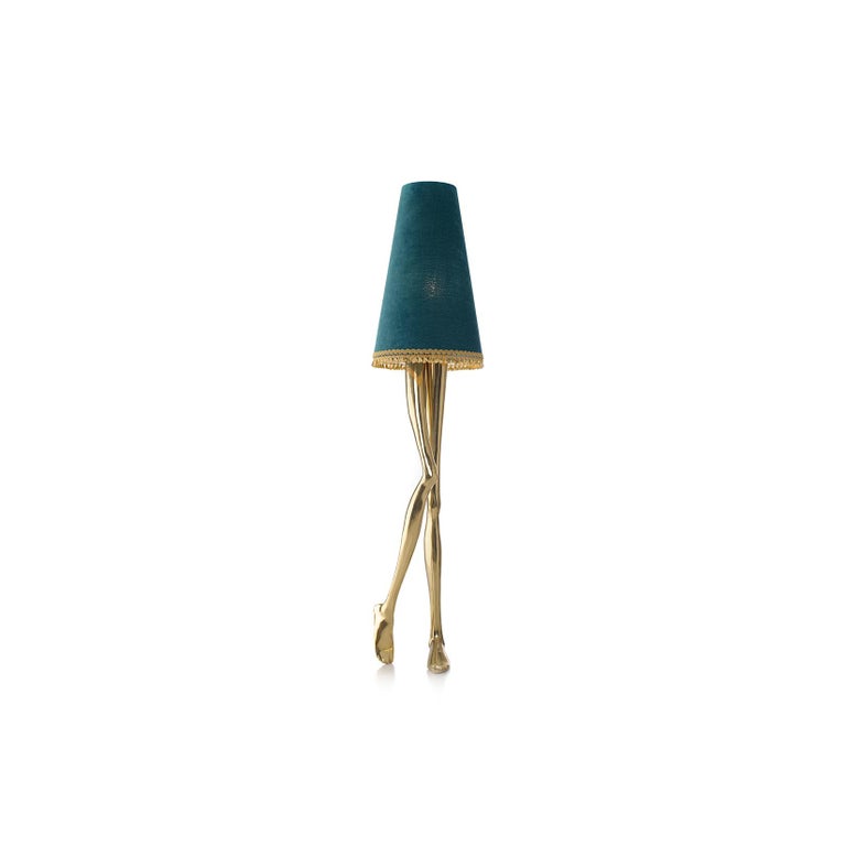 Contemporary Monroe Floor Lamp Polished Brass, Off White Lampshade, Art Lighting In New Condition For Sale In Oporto, PT
