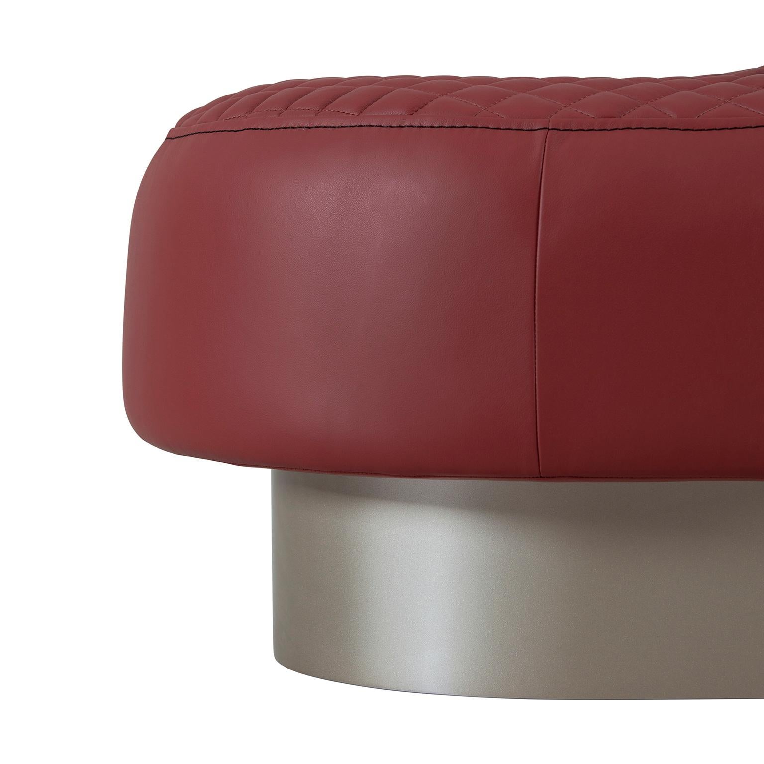 Moderner Mons-Loungesessel aus rotem italienischem Leder, handgefertigt in Portugal von Greenapple (21. Jahrhundert und zeitgenössisch) im Angebot