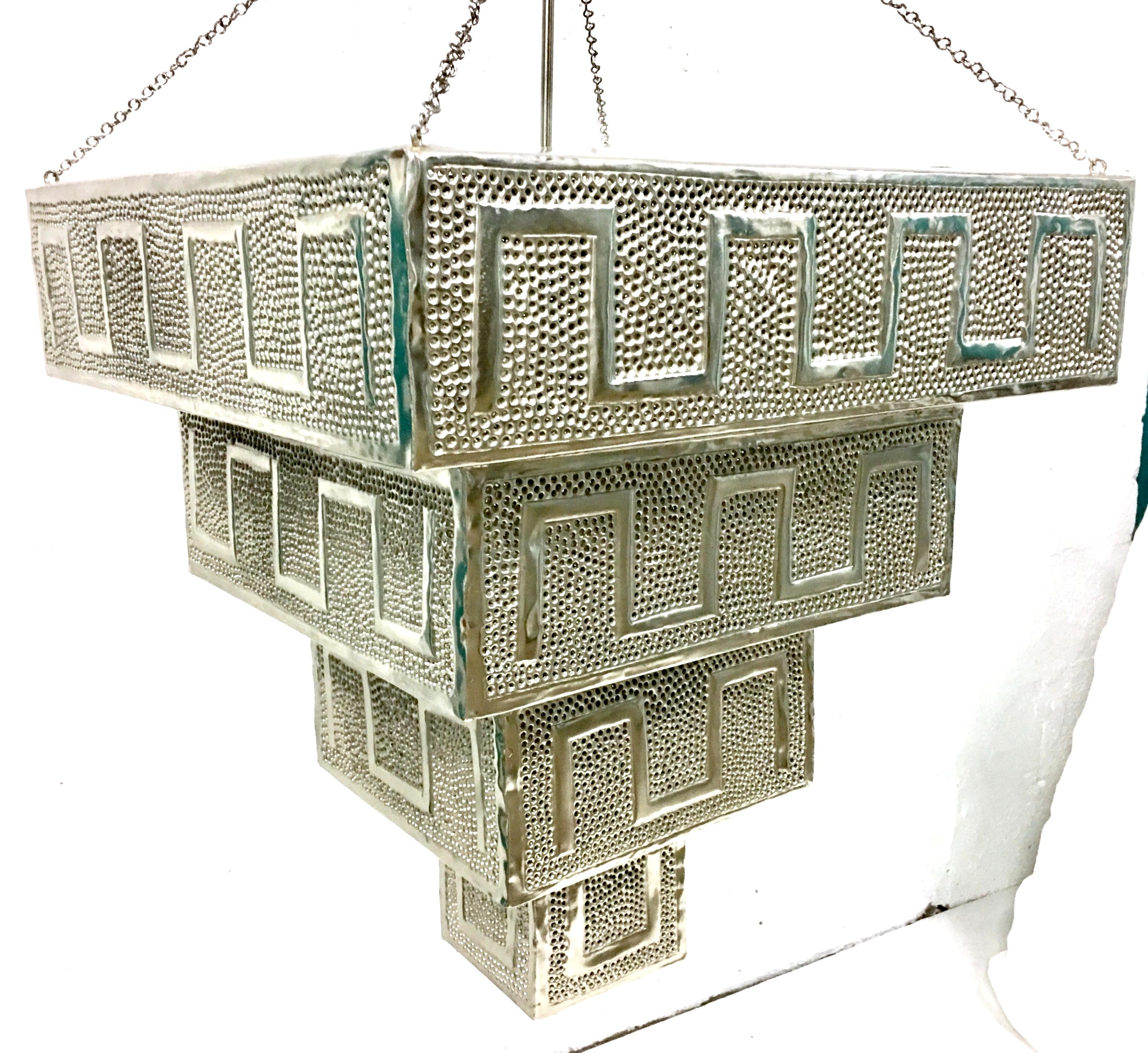 21st Century Pair Of Monumental Silver Steel Moroccan Style Pendant Light (Stahl) im Angebot