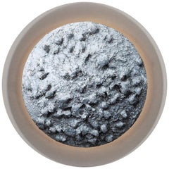 Modern Moon Wall Art Piece in Grey Texturized Resin and Backlight by Greenapple