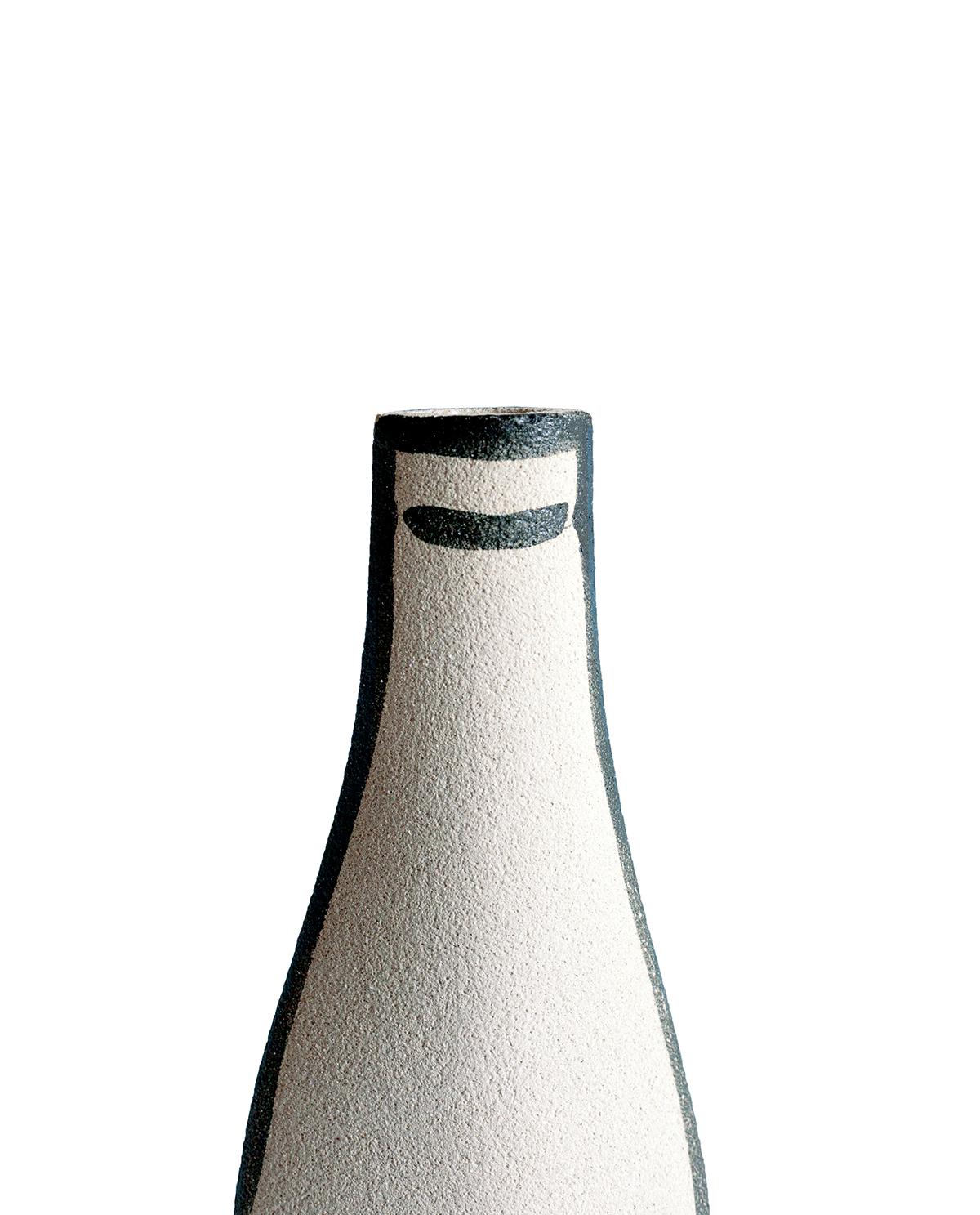 European 21st Century ‘Morandi Bouteille - Black’, in White Ceramic, Crafted in France For Sale