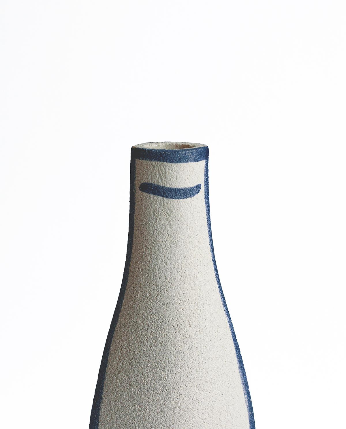 Minimalist 21st Century ‘Morandi Bouteille - Blue’, in White Ceramic, Crafted in France For Sale