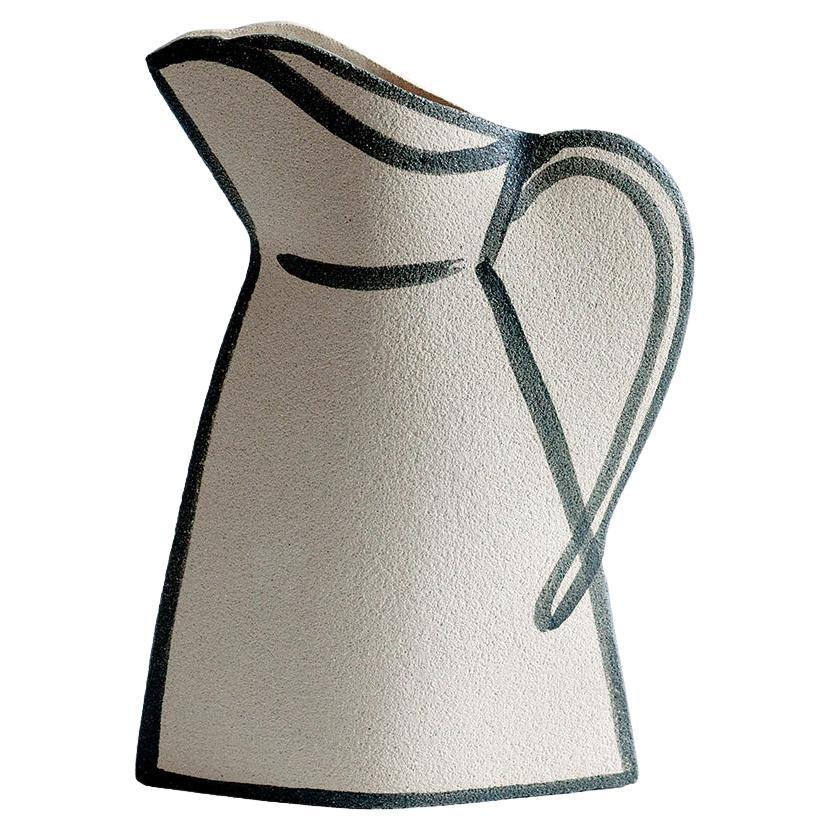 21st Century ‘Morandi Pitcher - Black’, in White Ceramic, Hand-Crafted in France For Sale