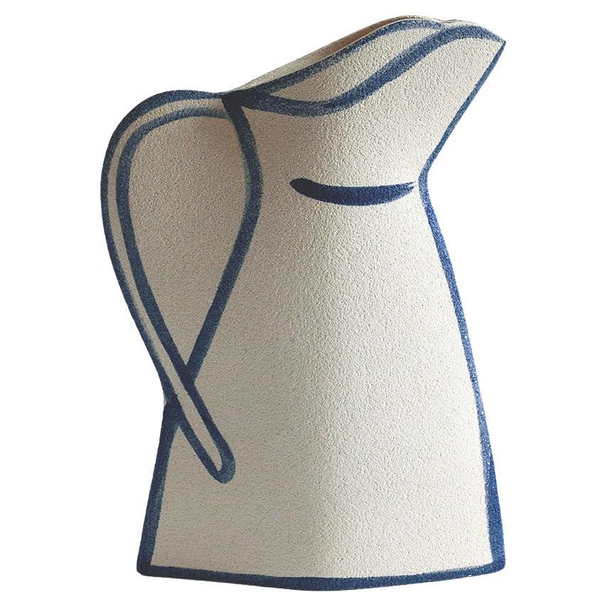 21st Century ‘Morandi Pitcher - Blue’, in White Ceramic, Hand-Crafted in France