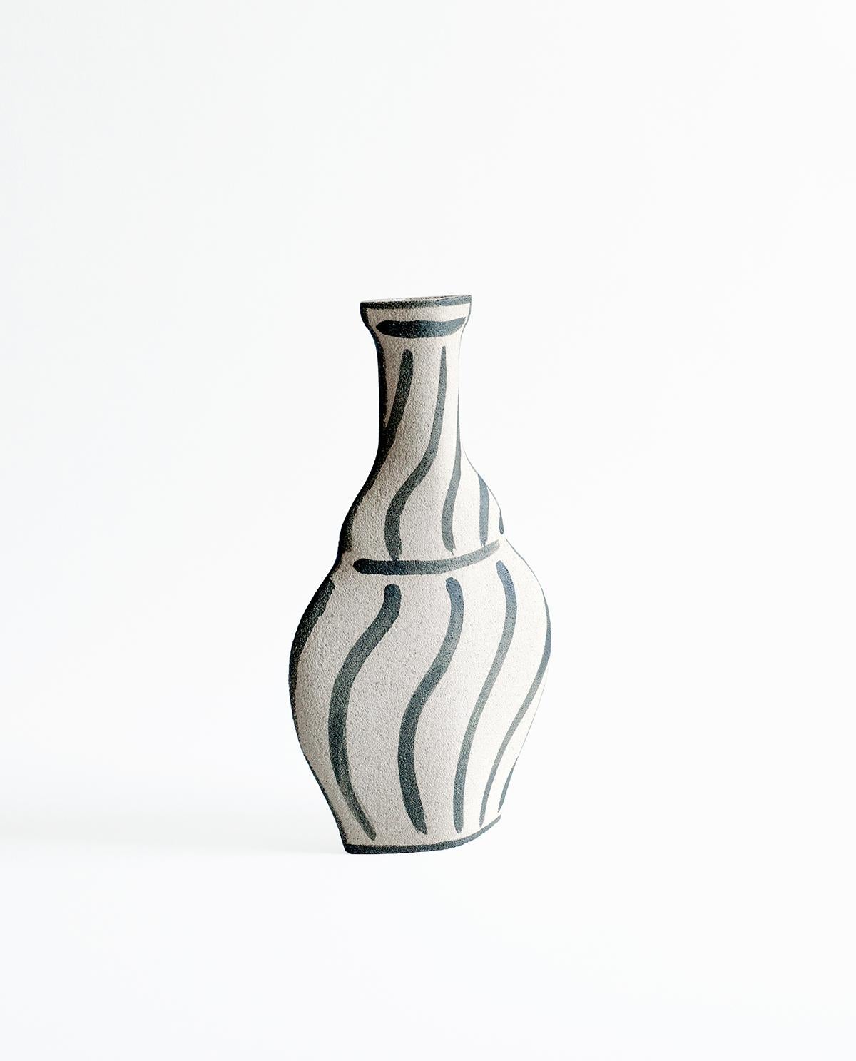Minimalist 21st Century ‘Morandi Vase - Black’, in White Ceramic, Hand-Crafted in France For Sale