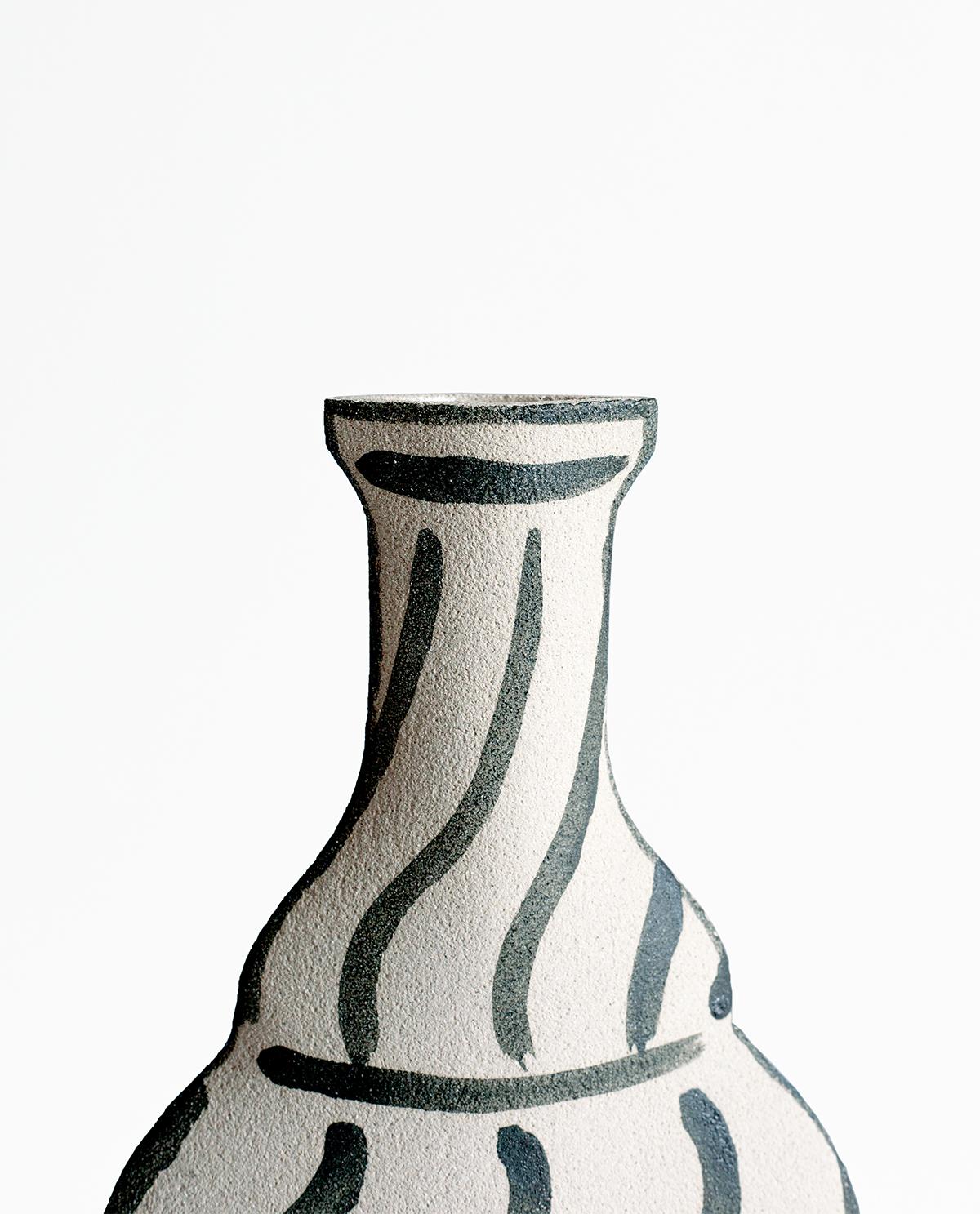 European 21st Century ‘Morandi Vase - Black’, in White Ceramic, Hand-Crafted in France For Sale