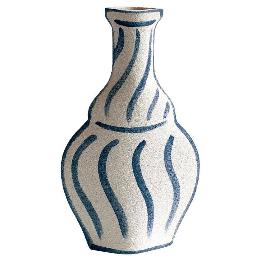 21st Century ‘Morandi Vase - Blue’, in White Ceramic, Hand-Crafted in France For Sale