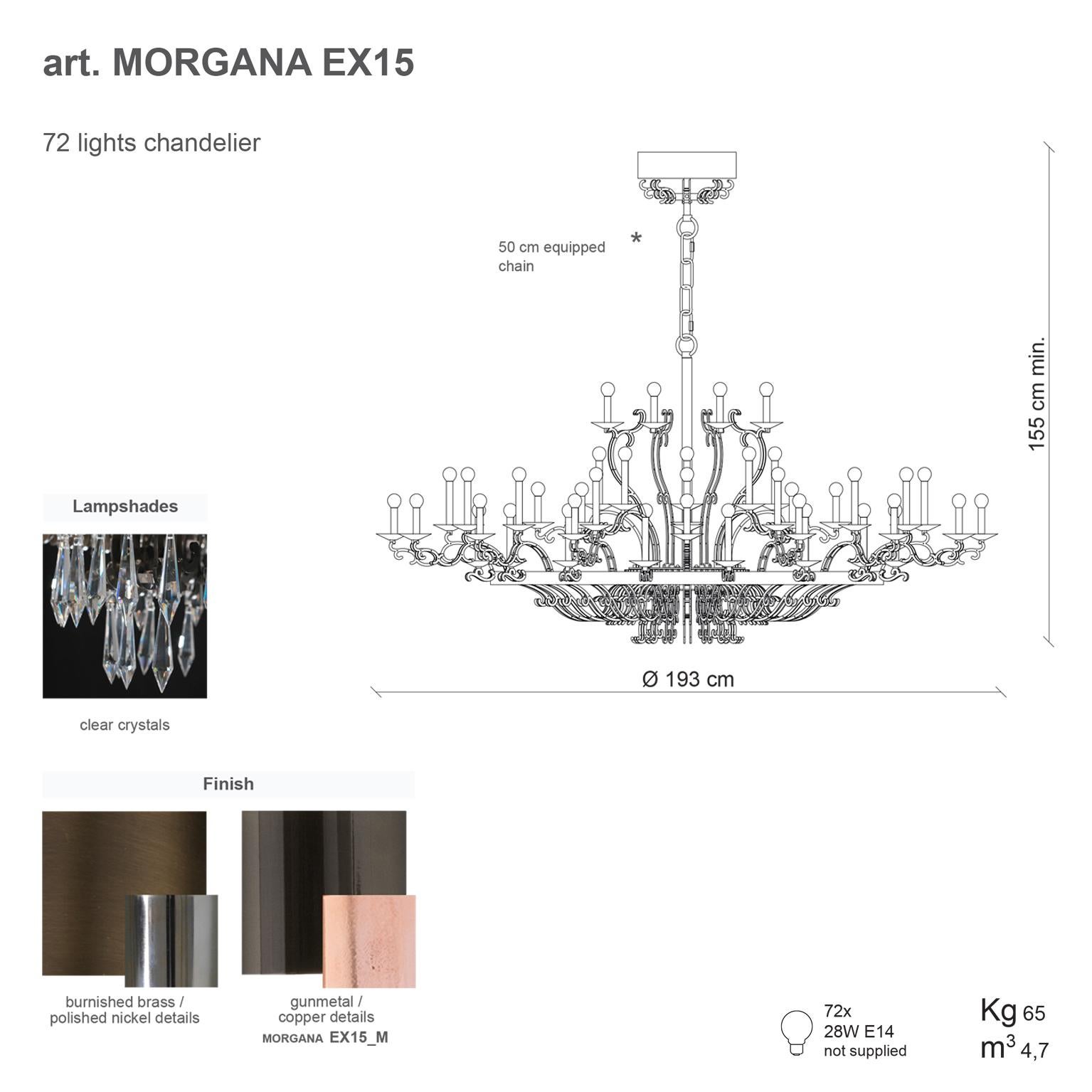 Crystal 21st Century Morgana Burnished Brass and Nickel Chandelier by Patrizia Garganti For Sale