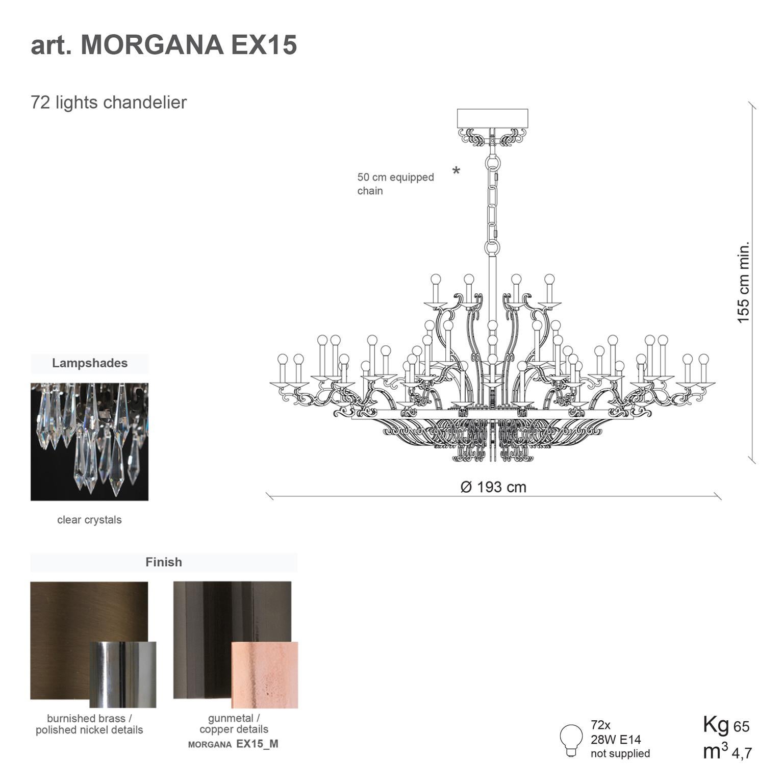 Contemporary 21st Century Morgana Burnished Brass and Nickel Chandelier by Patrizia Garganti For Sale