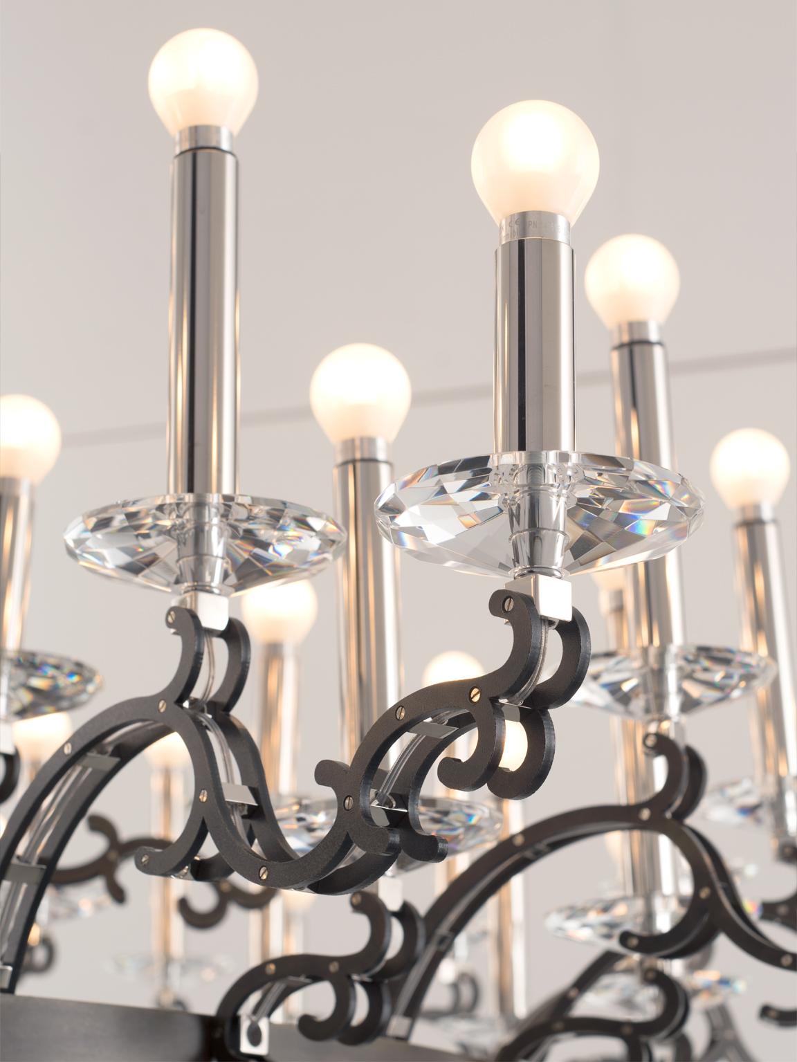 Italian 21st Century Morgana Burnished Brass and Nickel Chandelier by Patrizia Garganti For Sale