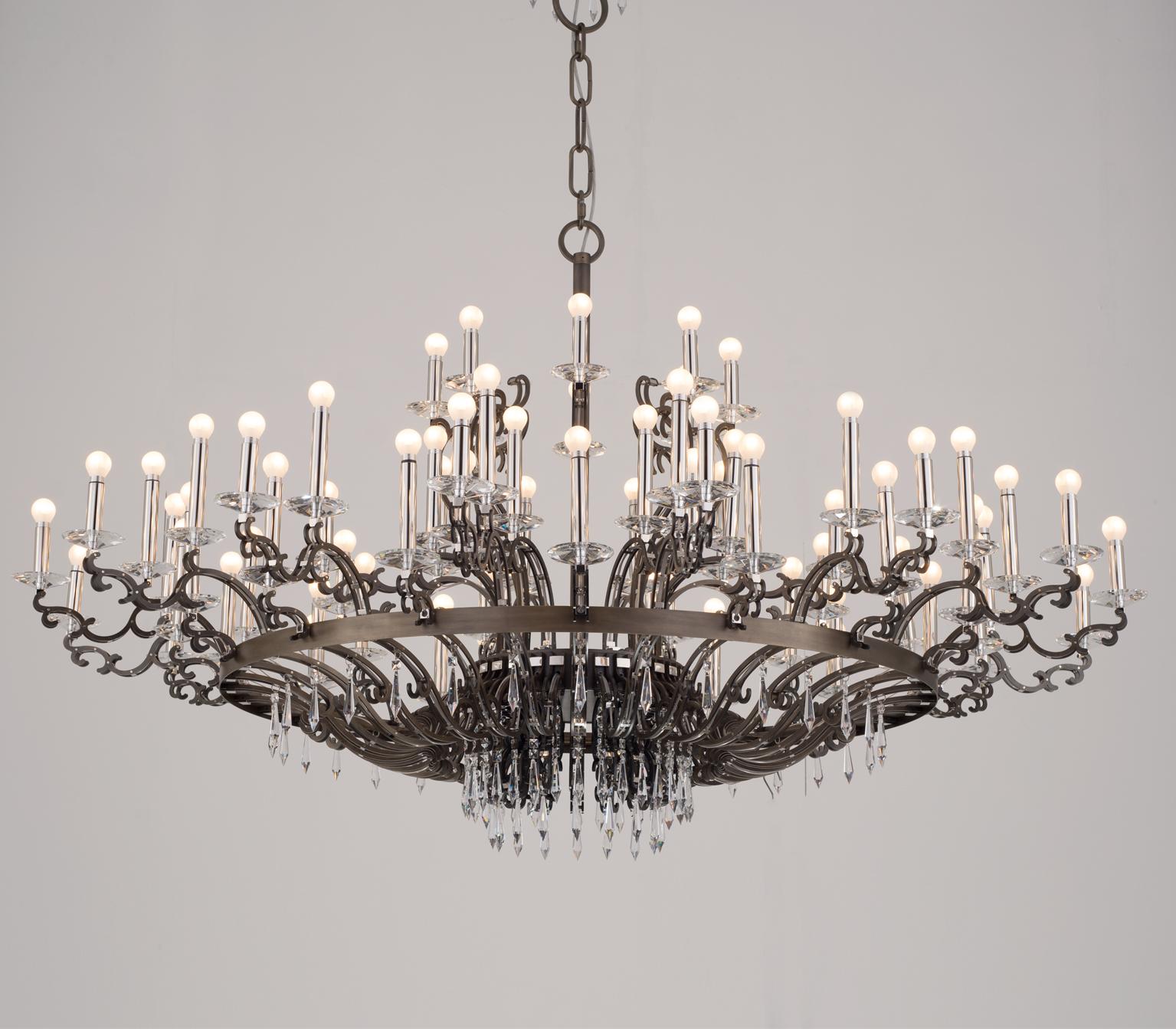 21st Century Morgana Burnished Brass and Nickel Chandelier by Patrizia Garganti In New Condition For Sale In Sesto Fiorentino, IT