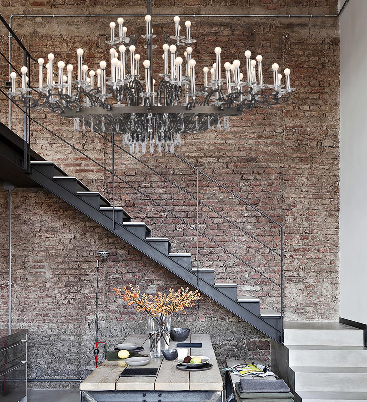 21st Century Morgana Burnished Brass and Nickel Chandelier by Patrizia Garganti In New Condition For Sale In Sesto Fiorentino, IT