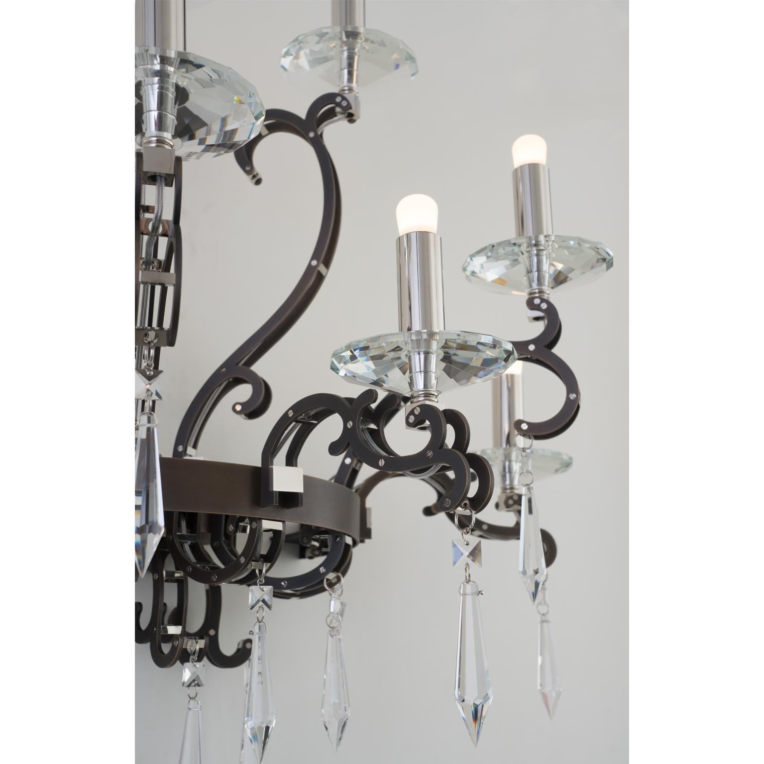 Laiton Lampe murale Morgana du 21e siècle en laiton bruni et nickel de Patrizia Garganti en vente