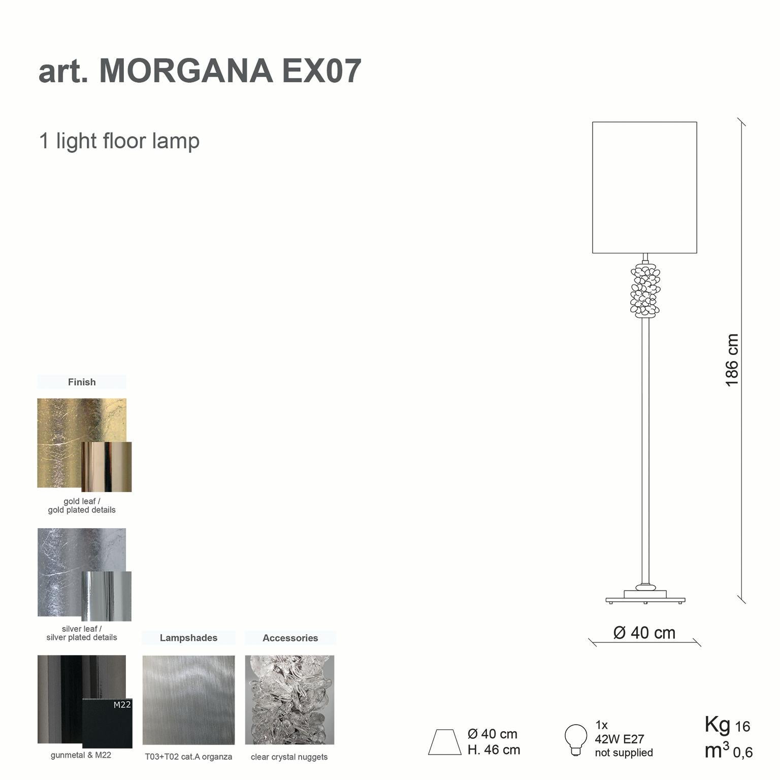 Placcato Lampada da terra Morgana del XXI secolo in argento e vetro soffiato di Patrizia Garganti in vendita