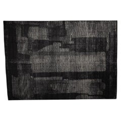 Moroccan Hand-Woven Wool Rug, Onyx and Cream, 10' x 14', India