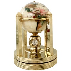 XXIe siècle Plaque de nacre et d'or semi-précieux tournant, Globe