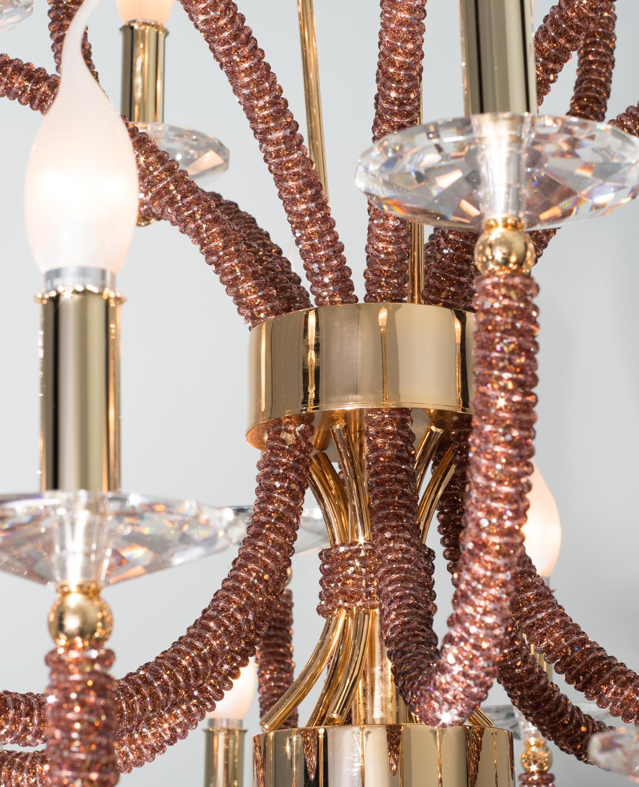 21. Jahrhundert Moulin Rouge Amethyst-Kristallen & Gold-Kronleuchter Patrizia Garganti (Italienisch) im Angebot