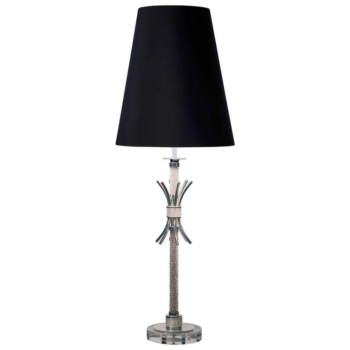 21st Century Moulin Rouge Silver Plated and Crystal Table Lamp Patrizia Garganti